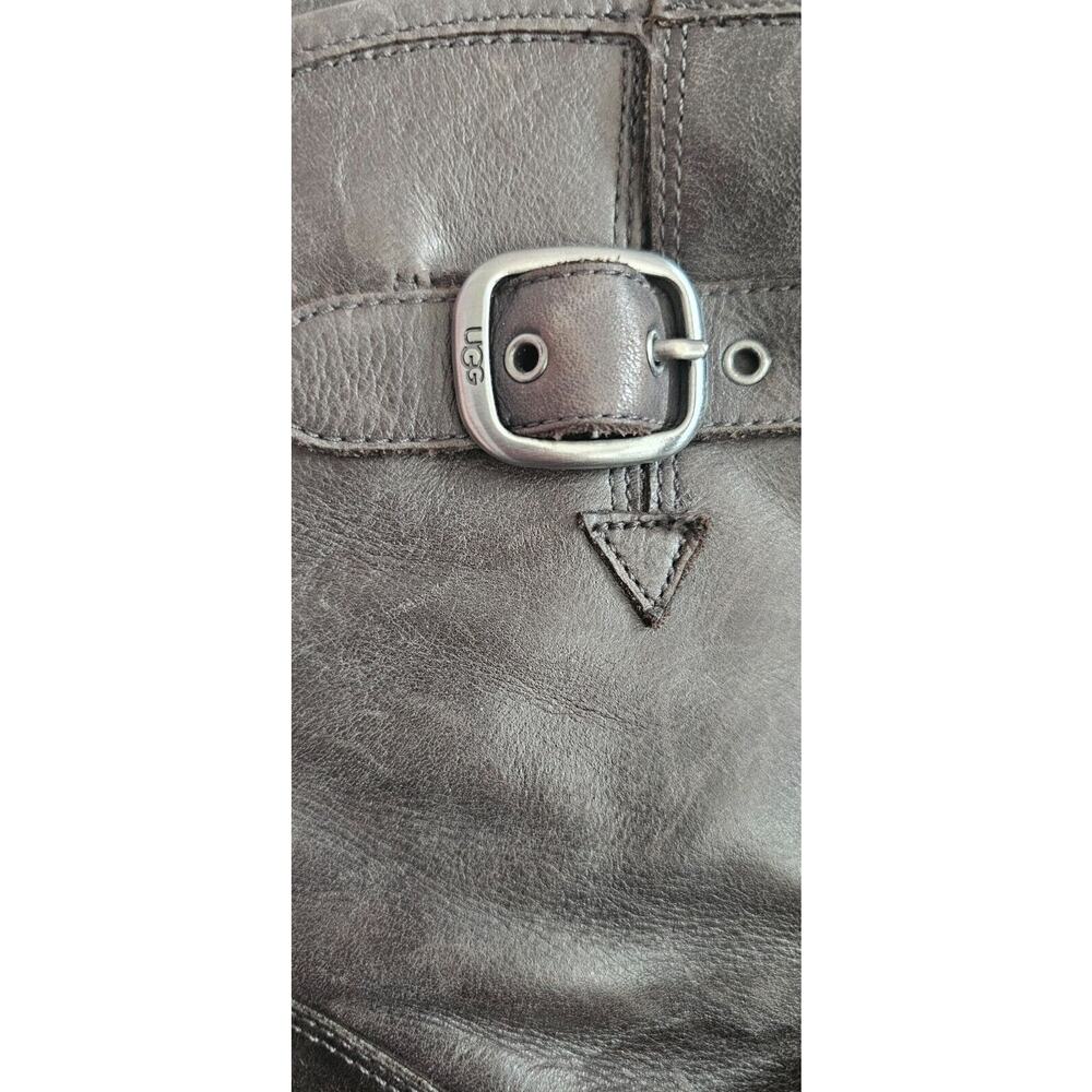 Ugg Boots Womens Sz 5 Frances Brown Leather Ankle 2 Buckle‎ Pull On Booties - Picture 5 of 7